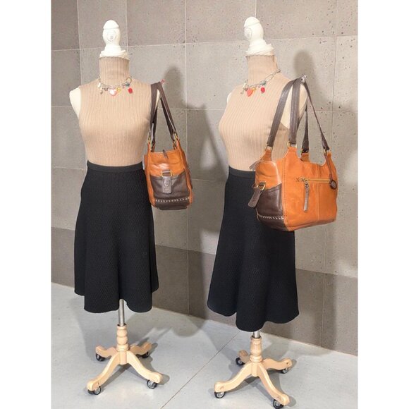 The Sak Kendra Satchel Brown Teak Multi Leather Shoulder Bag Pockets Boho Hobo - Picture 2 of 8